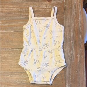 Quincy Mae Waffle Cinch Romper || Blue Ditsy